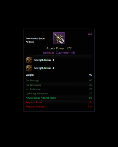 +8 JEREMIAS CLAYMORE (4+4 STR)