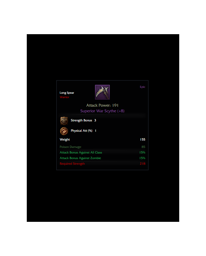 Superior War Scythe +8 Rünlü