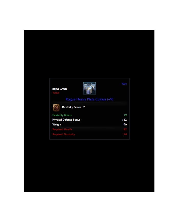 +9 ROGUE HEAVY PLATE CUİRASS 2 DEX