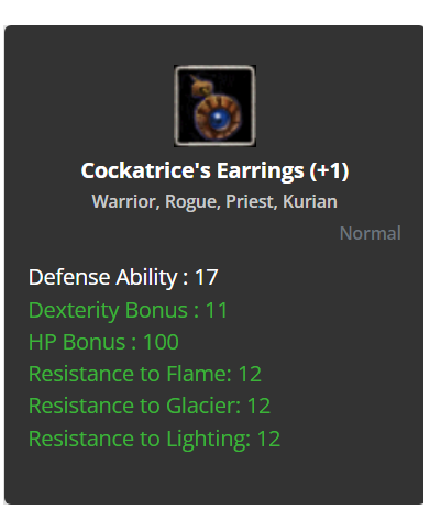 +1 Cockatrice Earring
