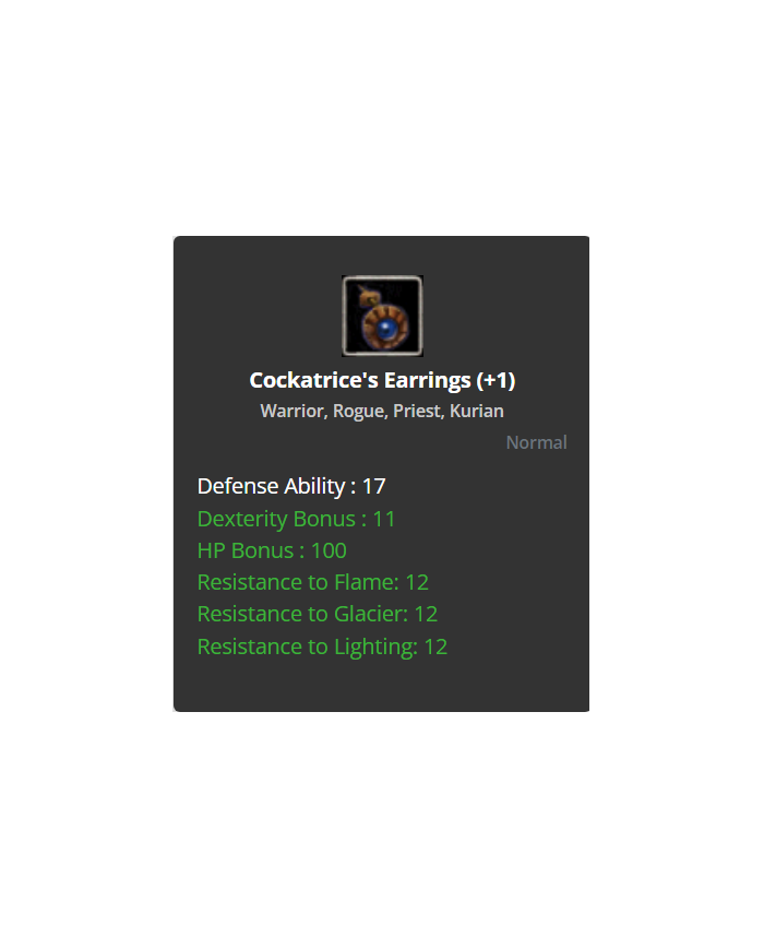 +1 Cockatrice Earring