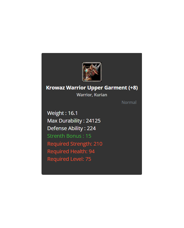 +8 Warrior Krowaz Set