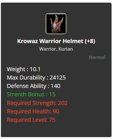 +8 Warrior Krowaz Set
