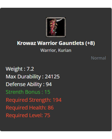 +8 Warrior Krowaz Set