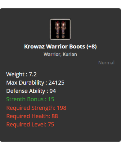 +8 Warrior Krowaz Set