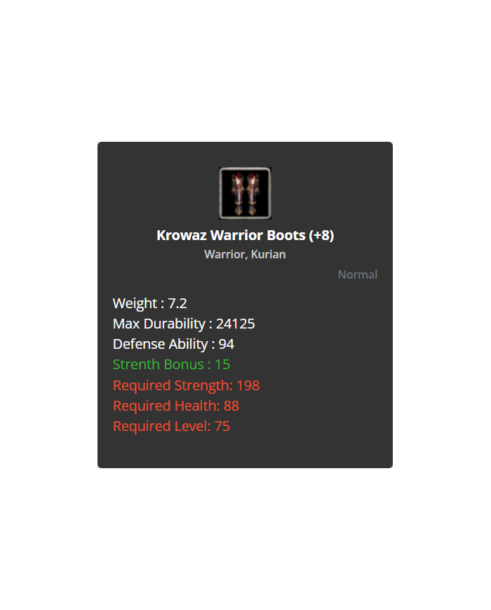 +8 Warrior Krowaz Set