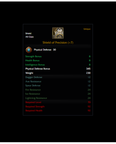 Shield of Precision (+7) P.Defense Warrior %6 Rün
