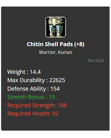 +8 Warrior Shell Set