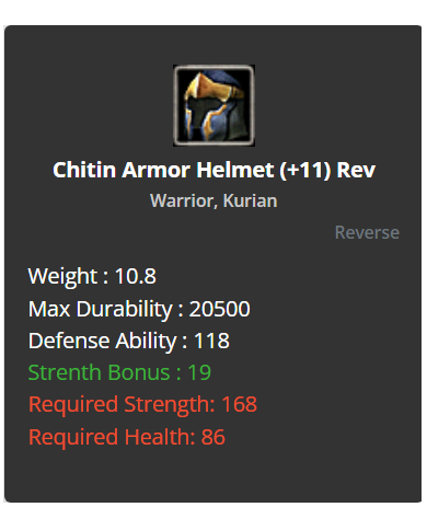 +11 Warrior Chitin Set Armor
