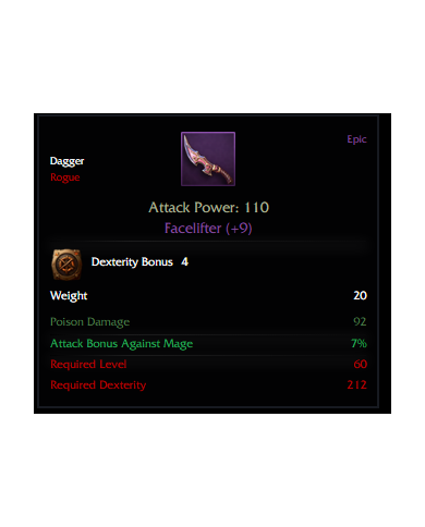 Facelifter +9 , 4 DEX