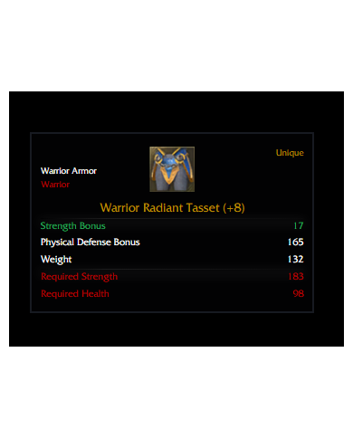 +8 WARRIOR RADIANT TASSET