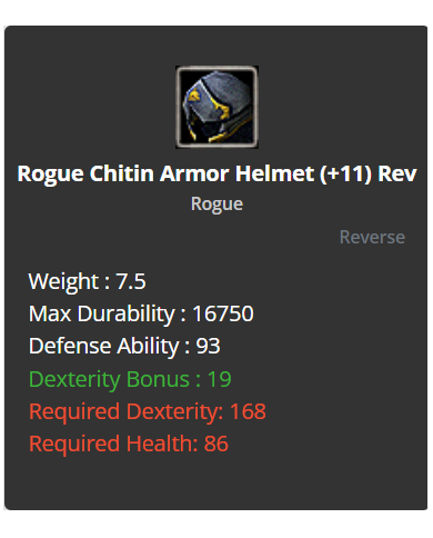 +11 Rogue Chitin Helmet