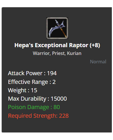 hepa's exceptional raptor +8